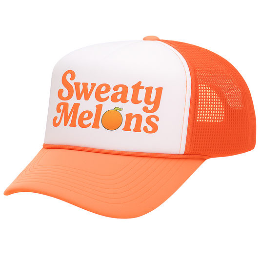 Sweaty Melons Trucker Hat, Cantaloupe Orange